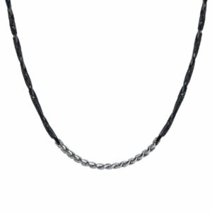 COLLANA UOMO IN ACCIAIO IP NERO CON ELEMENTI CENTRALI IN ACCIAIO