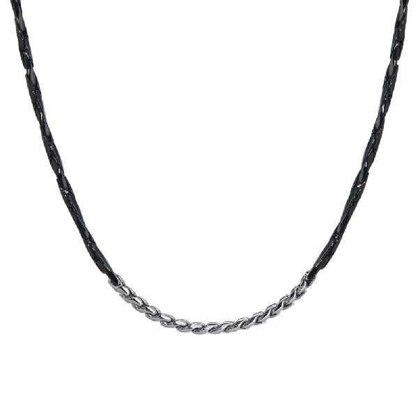COLLANA UOMO IN ACCIAIO IP NERO CON ELEMENTI CENTRALI IN ACCIAIO