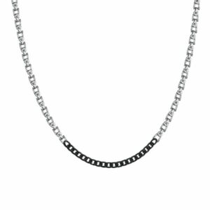 COLLANA UOMO IN ACCIAIO CON ELEMENTI CENTRALI IN IP NERO