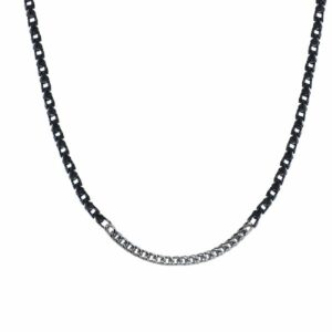 COLLANA UOMO IN ACCIAIO IP NERO CON ELEMENTI CENTRALI IN ACCIAIO