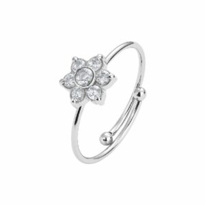 ANELLO BAMBINA IN ACCIAIO CON FIORE CON ZIRCONI BIANCHI