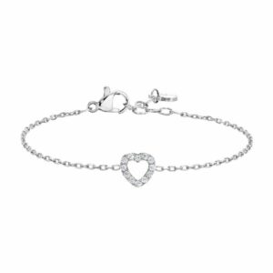BRACCIALE BAMBINA IN ACCIAIO CON CUORE CON ZIRCONI BIANCHI