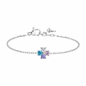 BRACCIALE BAMBINA IN ACCIAIO CON QUADRIFOGLIO CON ZIRCONI MULTICOLOR
