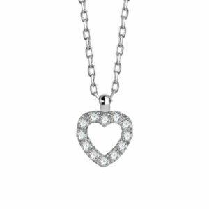 COLLANA BAMBINA IN ACCIAIO CON CUORE CON ZIRCONI BIANCHI