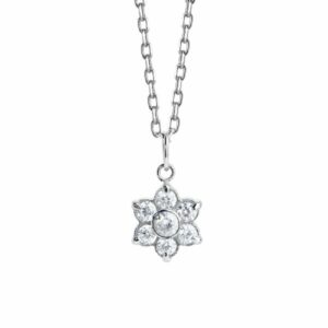 COLLANA BAMBINA IN ACCIAIO CON FIORE CON ZIRCONI BIANCHI