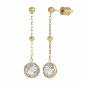 ORECCHINI DONNA IN ACCIAIO IP GOLD CON ZIRCONI BIANCHI