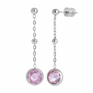 ORECCHINI DONNA IN ACCIAIO CON ZIRCONI ROSA