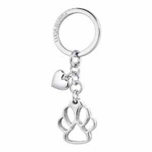PORTACHIAVI DONNA IN ACCIAIO, ZAMPETTA CON CHARM CUORE