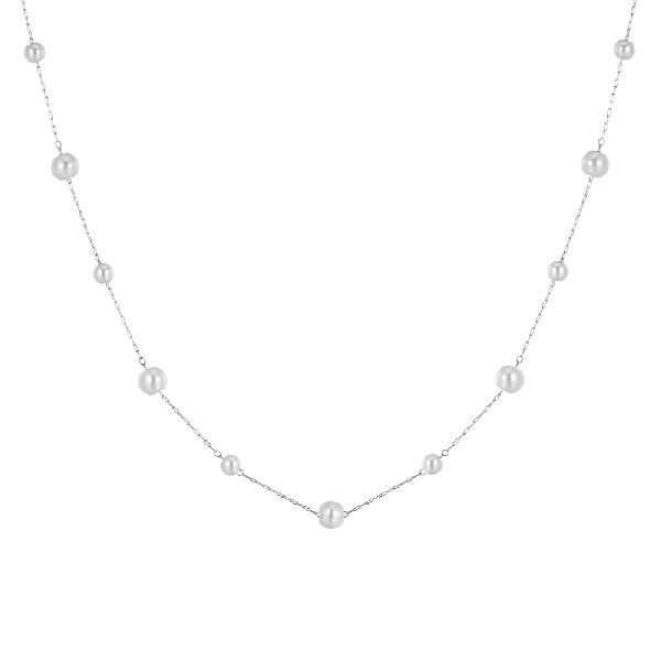 COLLANA DONNA LUNGA IN ACCIAIO CON PERLE SINTETICHE