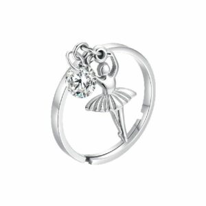 ANELLO DONNA IN ACCIAIO CON BALLERINA E ZIRCONE BIANCO