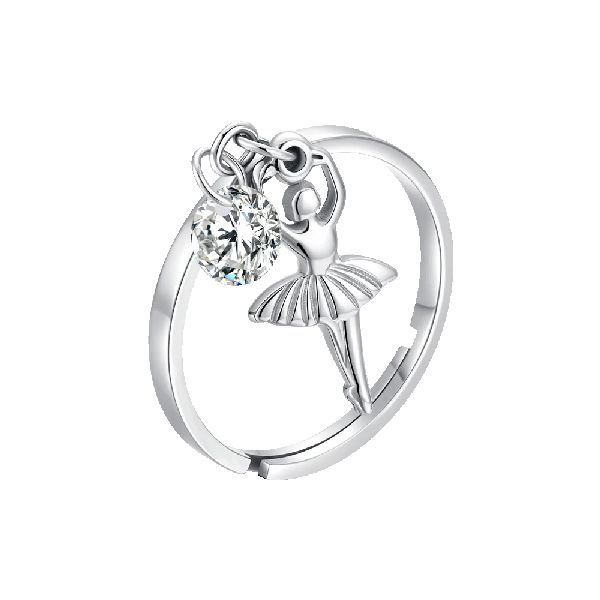 ANELLO DONNA IN ACCIAIO CON BALLERINA E ZIRCONE BIANCO