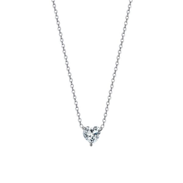 COLLANA DONNA IN ACCIAIO CON CUORE CRISTALLO BIANCO