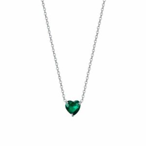 COLLANA DONNA IN ACCIAIO CON CUORE CRISTALLO VERDE