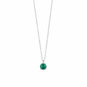 COLLANA PUNTO LUCE DONNA IN ACCIAIO ZIRCONE VERDE