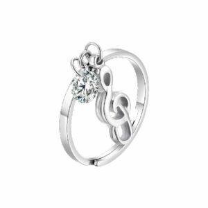 ANELLO DONNA IN ACCIAIO CON NOTA MUSICALE E ZIRCONE BIANCO