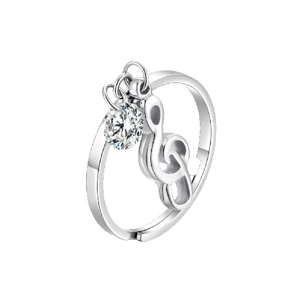 ANELLO DONNA IN ACCIAIO CON NOTA MUSICALE E ZIRCONE BIANCO