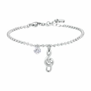 BRACCIALE DONNA IN ACCIAIO CON NOTA MUSICALE E ZIRCONE BIANCO