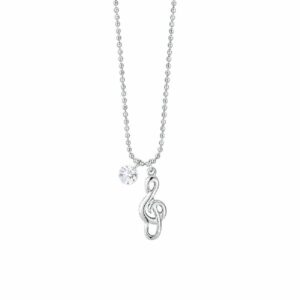 COLLANA DONNA IN ACCIAIO CON NOTA MUSICALE E ZIRCONE BIANCO