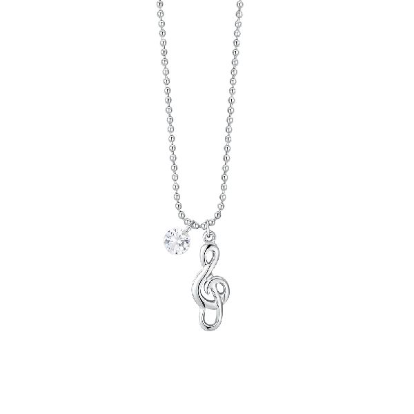 COLLANA DONNA IN ACCIAIO CON NOTA MUSICALE E ZIRCONE BIANCO