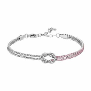 BRACCIALE DONNA IN ACCIAIO CON NODO E ZIRCONI ROSA