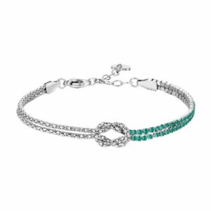 BRACCIALE DONNA IN ACCIAIO CON NODO E ZIRCONI VERDI