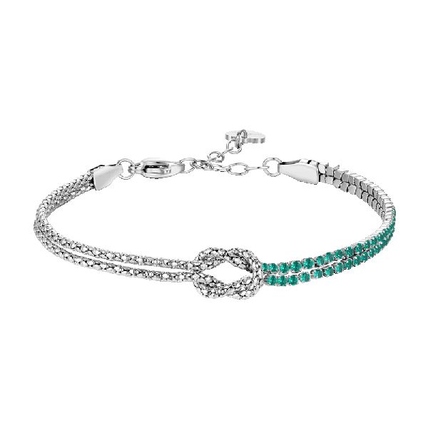 BRACCIALE DONNA IN ACCIAIO CON NODO E ZIRCONI VERDI