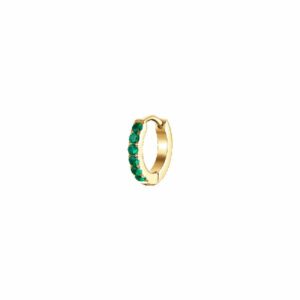 MONO ORECCHINO DONNA IN ACCIAIO IP GOLD CON ZIRCONI VERDI