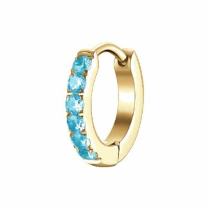 MONO ORECCHINO DONNA IN ACCIAIO IP GOLD CON ZIRCONI ACQUAMARINA