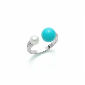 Anello Terra e Mare - Turchese e perla