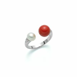 Anello Terra e Mare - Corallo e perla