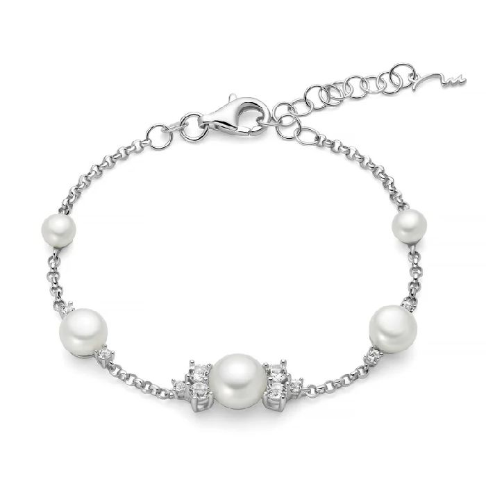 Bracciale Andromeda con perle Oriente e topazi bianchi.