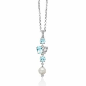 Collana Celestia con pendente di perla Oriente e Gemma del Cielo