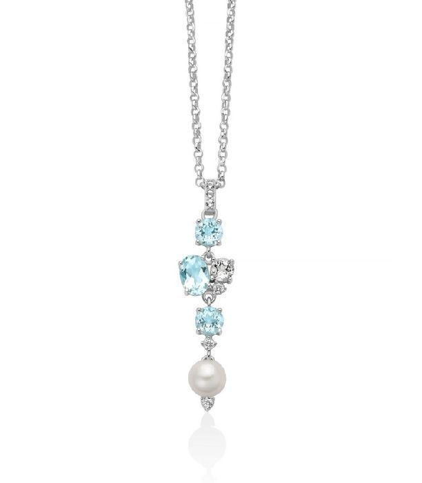 Collana Celestia con pendente di perla Oriente e Gemma del Cielo