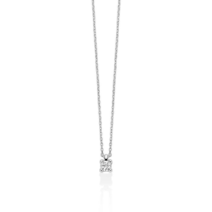 Collier punto luce in oro bianco 375 con diamante naturale