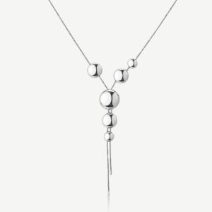 Collana a y in acciaio 316L con dischi convessi.