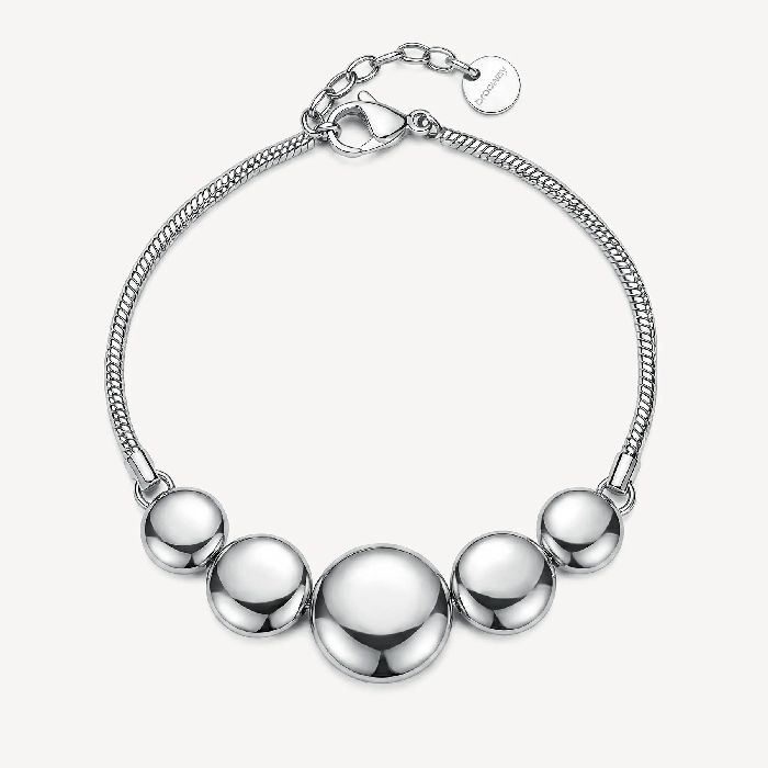 Bracciale in acciaio 316L con dischi convessi.