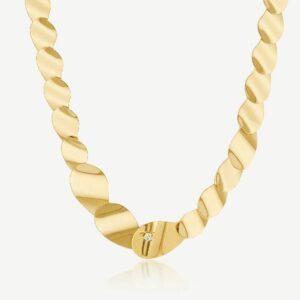 Collana girocollo in acciaio 316L e finitura pvd oro 14K con cristalli.