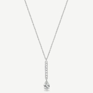 Collana girocollo in acciaio 316L con pendente a barretta e pear cubic zirconia.