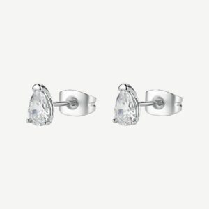 Orecchini a lobo in acciaio 316L con pear cubic zirconia.