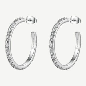 Orecchini a cerchio in acciaio 316L con cubic zirconia.