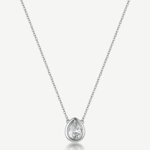 Collana girocollo in acciaio 316L, con pendente centrale a goccia e cubic zirconia.
