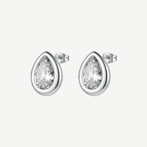 Orecchini a lobo in acciaio 316L, con elementi a goccia e cubic zirconia.