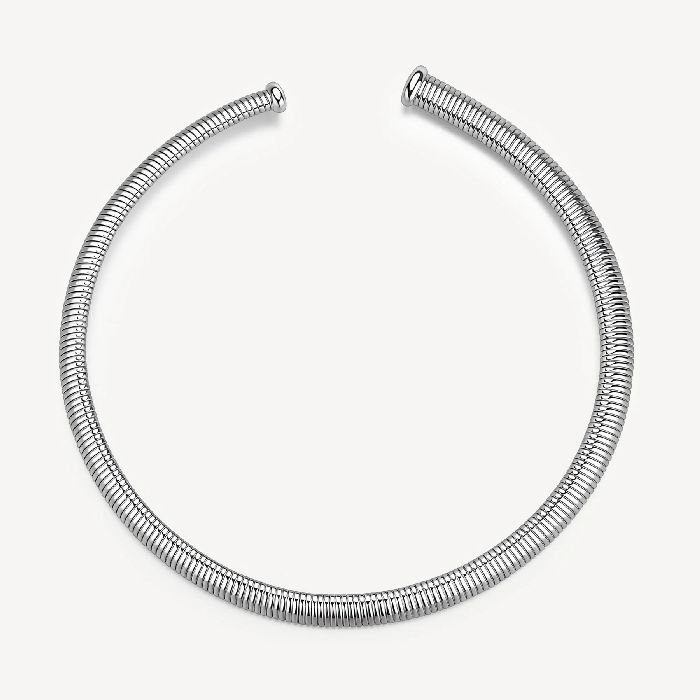 Collana choker in acciaio 304, con catena tubogas.