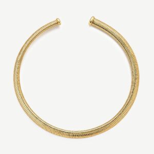 Collana choker in acciaio 304 e finitura pvd oro 14K, con catena tubogas.