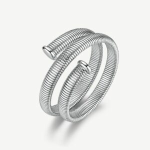 Bracciale rigido in acciaio 304 con catena tubogas a doppiogiro.