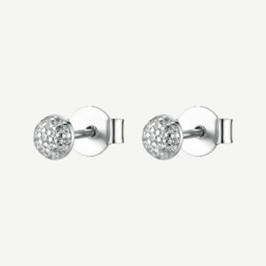 Orecchini a lobo in argento rodiato 925‰ con round cubic zirconia.