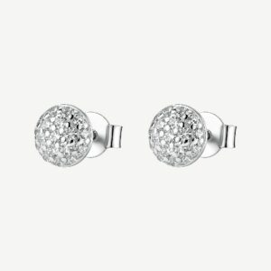 Orecchini a lobo in argento rodiato 925‰ con round cubic zirconia.