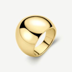 Anello a fascia in acciaio 316L e finitura pvd oro 14K.